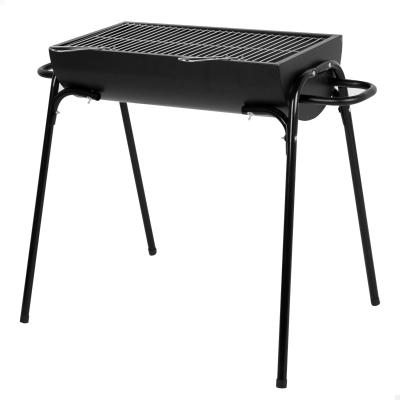 Barbacoa Portátil de Carbón Acero Inoxidable, 75x34,5x20,5 Cm, Negro Mate