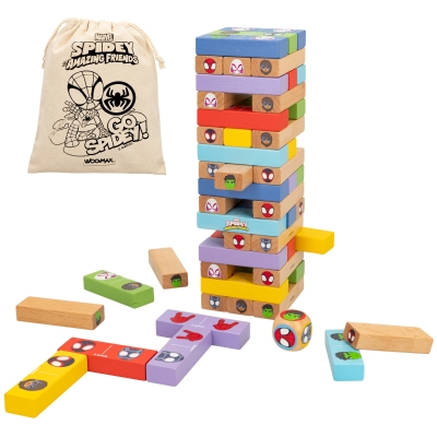 Juego de Bloques de Madera 2 en 1 Spidey, 11x8x27 Cm, Multicolor