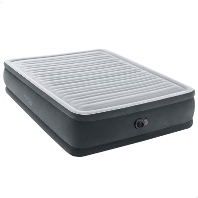 Colchón Hinchable Doble Dura-Beam Deluxe Fiber-Tech con Bomba Eléctrica, 152x203x46 Cm, Gris