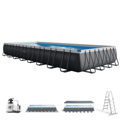 Piscina Desmontable Ultra XTR Frame Intex con Depuradora de Arena, 975x488x132 Cm, Gris Oscuro