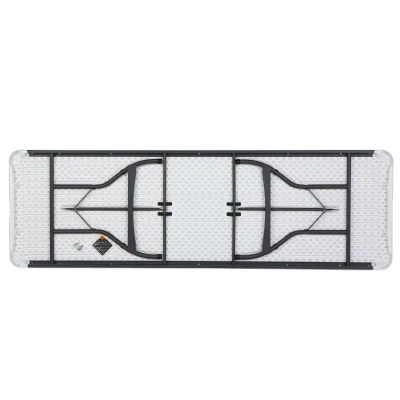 Mesa Rectangular Plegable con Estructura de Acero, 244x76x74 Cm, Blanco Efecto Granito