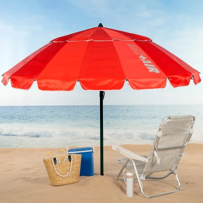 Sombrilla Playa Antiviento 16 Varillas 206x145x236 Cm, Rojo