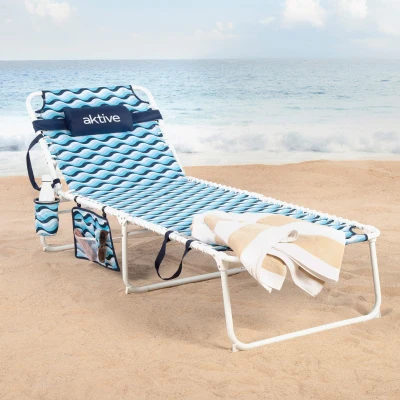 Tumbona Playa Plegable Multiposición, 200x70x88 Cm, Azul