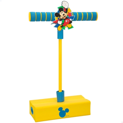 Saltador Pogo 3D Mickey, Base de Espuma Sonora y Mango Antideslizante, 22,5x9,5x42 Cm, Amarillo y Azul