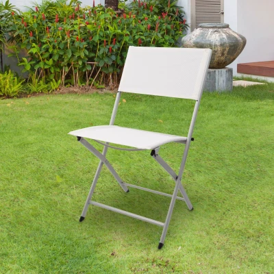 Silla Plegable Jardín Textileno Reforzado, 46x55x81 Cm, Blanco