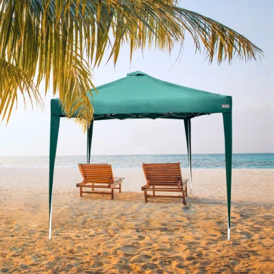 Cenador Plegable Altura Ajustable 300x300x240-250 Cm, Verde