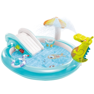 Centro de Juegos Infantil Acuático con Tobogán y Accesorios, 201x170x84 Cm, Azul