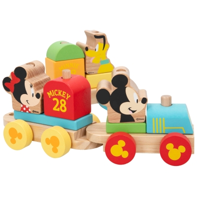 Tren de Madera Disney Woomax, 14 Piezas y 3 Vagones, 36x10x11,5 Cm, Madera Natural