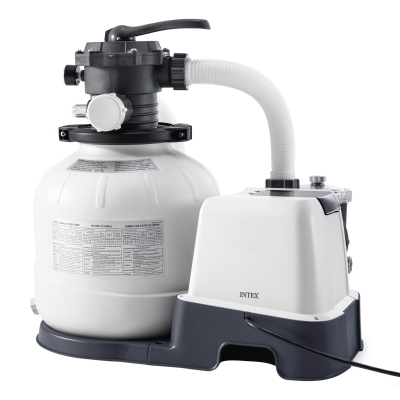 Sistema Combinado INTEX Depuradora de Arena 7.900 L/h Clorador Salino 7 G/h, 65x48x56 Cm, Azul