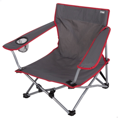 Silla Baja Plegable de Camping Poliéster 600D y Estructura de Acero, 15x15x70 Cm, Gris