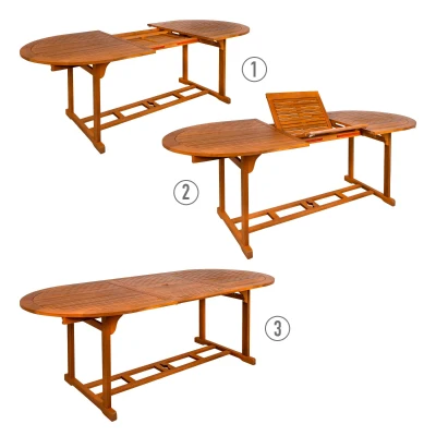 Mesa de Jardín Extensible 6-8 Comensales Acacia 150/200x90x74 Cm, Marrón