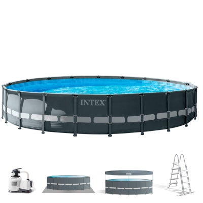 Piscina Desmontable Redonda Ultra XTR Frame, Depuradora de Arena, 610x122 Cm, Gris Oscuro