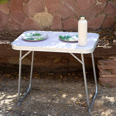Mesa Plegable Aktive, Estructura Acero 16 Mm y Tablero MDF, 60x40x50 Cm, Malva