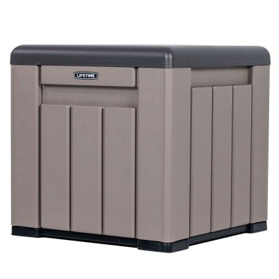Baúl Exterior Ultrarresistente con Tapa Desmontable, 51x51x51 Cm, Gris