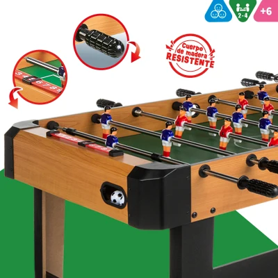 Futbolín de Madera con 4 Patas, 121x61x79 Cm, Negro