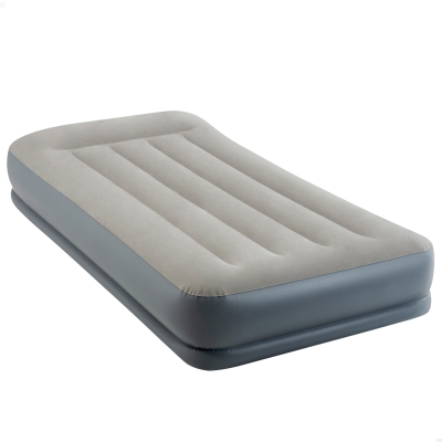 Colchón Hinchable Individual Intex Dura-Beam Estándar, Almohada Integrada, 99x191x30 Cm, Gris