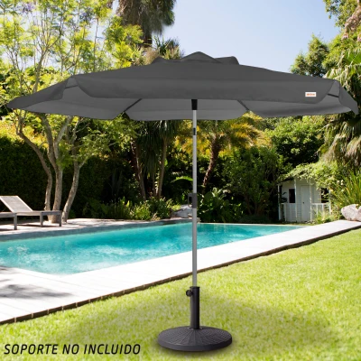 Sombrilla de Jardín Hexagonal Inclinable con Protección UV50, 230 Cm, Antracita