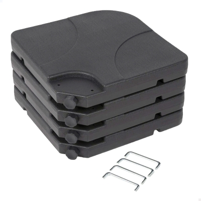 Base Parasol Rellenable Cuadrada 4 Piezas 50x50x7,5 Cm, Negro