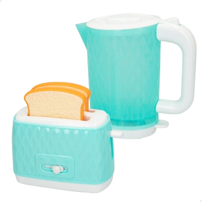 Set Tostadora y Hervidor de Juguete Interactivo, 34,5x9,5x19,5 Cm, Azul Pastel