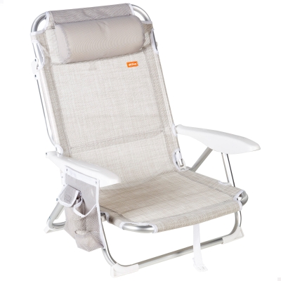 Silla Plegable Multiposición Aktive con Cojín y Bolsillo, 51x45x76 Cm, Beige
