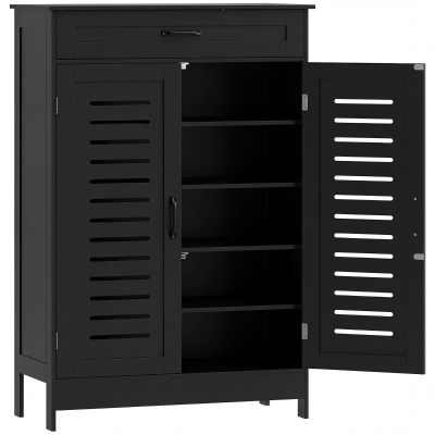 HOMCOM Shoe Cabinet with Drawer & Shelves Black