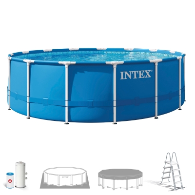 Piscina Desmontable Intex Metal Frame con Depuradora, 457x122 Cm, Azul