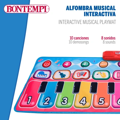 Alfombra Piano Infantil Interactiva 10 Teclas, 129,5x55x0,5 Cm, Multicolor