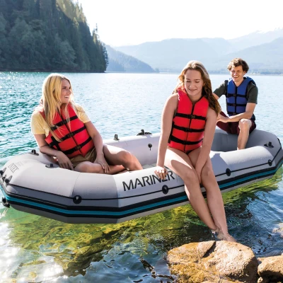 Barca Inflable Mariner 3 para 3 Personas con 2 Remos, 297x127x46 Cm, Gris