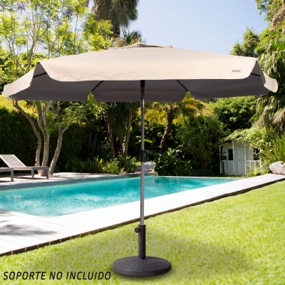 Sombrilla de Jardín Antiviento Hexagonal Inclinable UV50, 230 Cm, Marfil