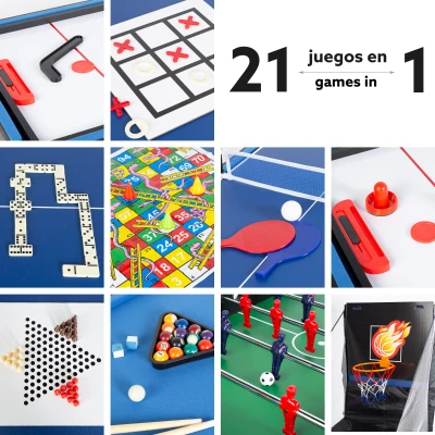 Mesa Multijuegos 21 en 1, 120x110x82 Cm, Multicolor
