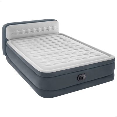 Colchón Hinchable Doble Intex Ultra Plush Cabecero Integrado, 152x236x46 Cm, Gris