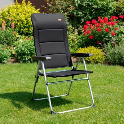 Silla Plegable Acolchada Respaldo Alto Multiposición Aktive, 49x67x123 Cm, Negro