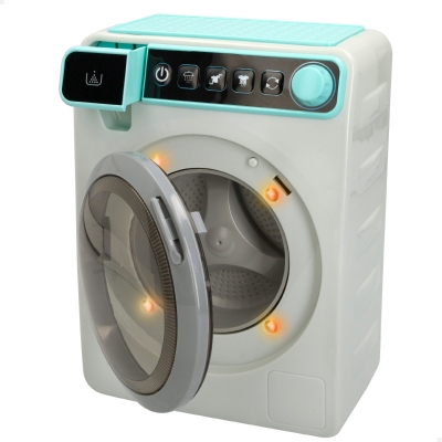 Lavadora Juguete Realista con Luz y Sonido 17,5x12x24 Cm, Gris y Azul