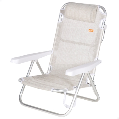 Silla Plegable Multiposición con Cojín, 48x46x84 Cm, Beige