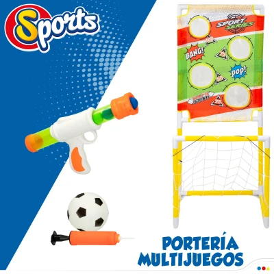 Portería Infantil Multijuego 2 en 1, 48,5x35,5x113 Cm, Multicolor