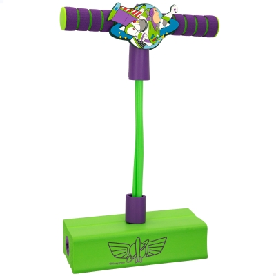 Saltador Pogo 3D Toy Story con Mango Acolchado Antideslizante, 22,5x9,5x42 Cm, Lila y Verde