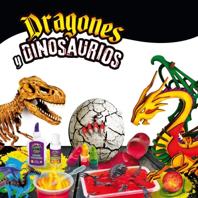 Juego Científico Lisciani Dragones y Dinosaurios Kit Slime y Maquetas, 39x6,5x29 Cm, Multicolor
