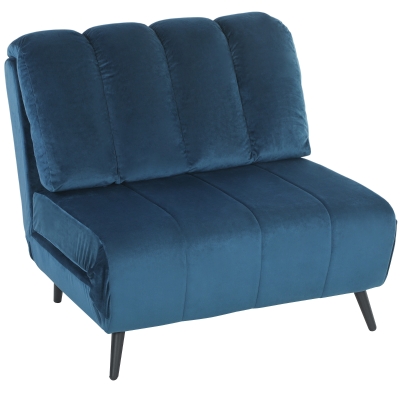 HOMCOM Poltrona Letto Pieghevole e Trasformabile, Blu