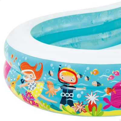 Piscina Hinchable Infantil Rectangular Paradise con Ilustraciones Marinas, 262x160x46 Cm, Azul