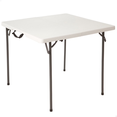 Mesa Cuadrada Plegable Polietileno 38 Mm, 86x86x74 Cm, Blanco