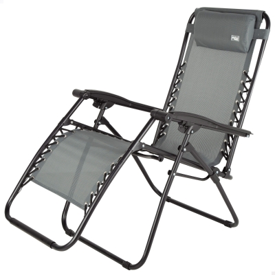 Silla Plegable Jardín Gravedad Cero 2 Posiciones, 86,5x13,5x67,0 Cm, Gris