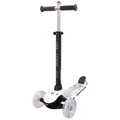 Patinete 3 Ruedas con Luces Personalizables, Manillar Regulable, 29x60,5x66,5-76,5 Cm, Blanco