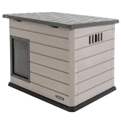Caseta para Perro Ultrarresistente con Techo Abatible, 120x97x97 Cm, Gris