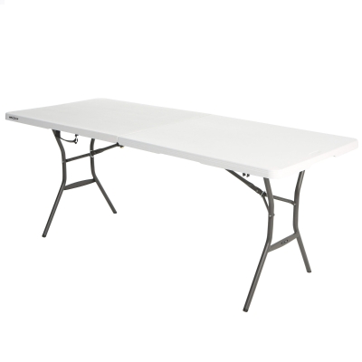 Mesa Plegable Rectangular Lifetime Efecto Granito, 185x76x74 Cm, Blanco