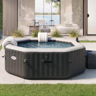 Spa Hinchable PureSpa Jet y Burbujas Deluxe 4 Personas, 201x201x71 Cm, Negro