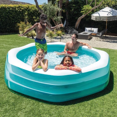 Piscina Hinchable Familiar Octogonal Intex, 254x254x56 Cm, Azul