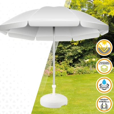 Base para Sombrilla Circular Ajustable 19-33 Mm, 45x45x30 Cm, Blanco