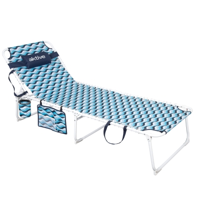 Tumbona Playa Plegable Multiposición, 200x70x88 Cm, Azul