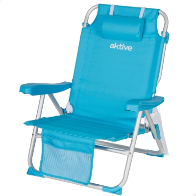 Silla Playa Baja Plegable Multiposición Aktive, 49x58x80 Cm, Azul