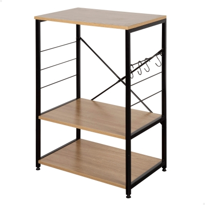 Mueble Auxiliar Cocina Acero y Melamina, 60x40x82 Cm, Roble